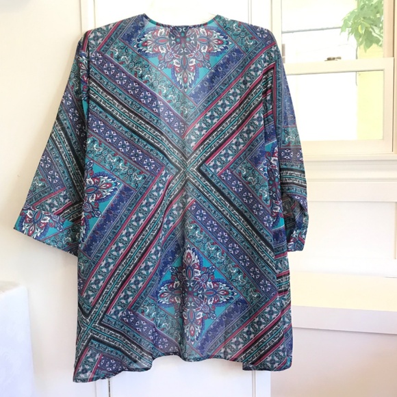 CATHERINES Open Front Cardigan Kimono Bohemian Tunic Blouse Women’s Plus Size 4X - Picture 2 of 16